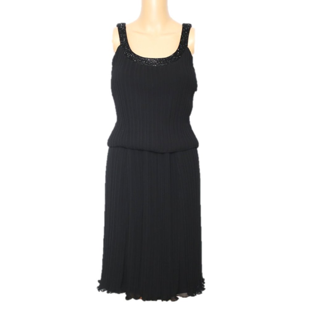 NEW Patra Black Sequin Pleated Cocktail Dress Sz 8